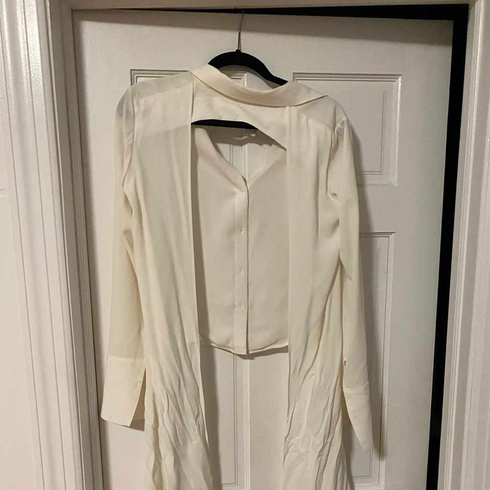 OSMAN Open-Back Crepe Shirt White - Picture 10 of 10
